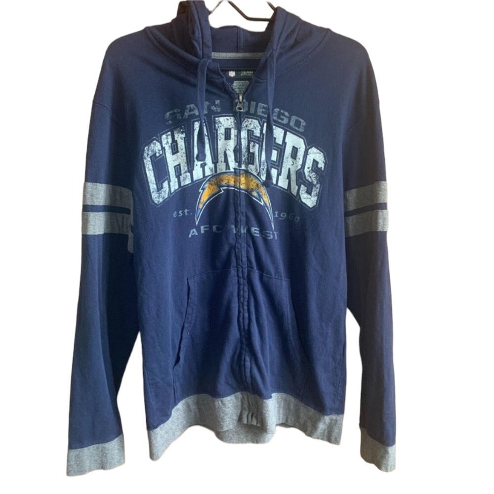 NFL San Diego Chargers NFL Team Apparel Women Medium Blue Full Zip Hoodie